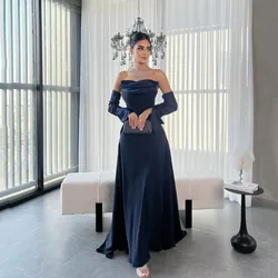 Aleeshuo Exquisite Satin A-Line Prom Dress Sexy Strapless Sleeveless Pleat Opne Back Saudi Arabia Floor-Length Customized 2025