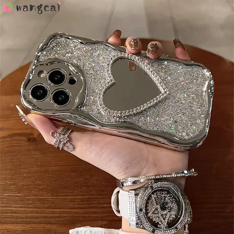 For OPPO A78 A58 A95 5G A53 A33 A32 A31 A9 A5 2020 A53S 4G F11 F9 Pro A98 A97 Phone Cover Wave Make up Mirror Cover