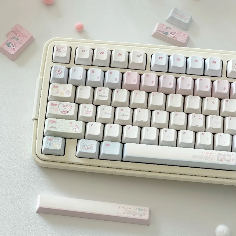 Naughty Rabbit Theme Keycaps Set Plastic FC/Cherry Profile Custom Original Handmade Five sided sublimation Keyboard Accessories