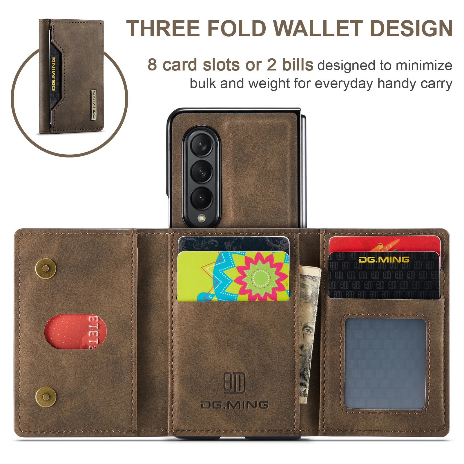 Wallet Magnetic Phone Case For Samsung Galaxy Z Fold 5 4 3 Shockproof Stand Multi Card Slot Protective Leather Cover
