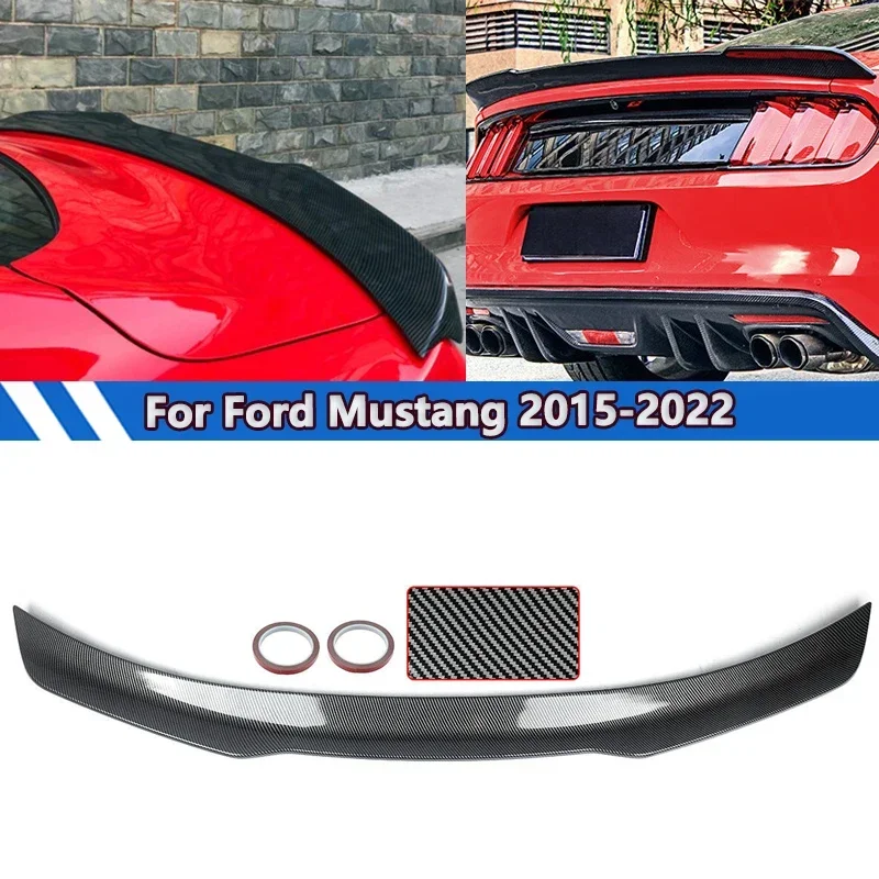 

GT H-Style Carbon Fiber Look Rear Trunk Spoiler Wing For 2015-2021 Ford Mustang