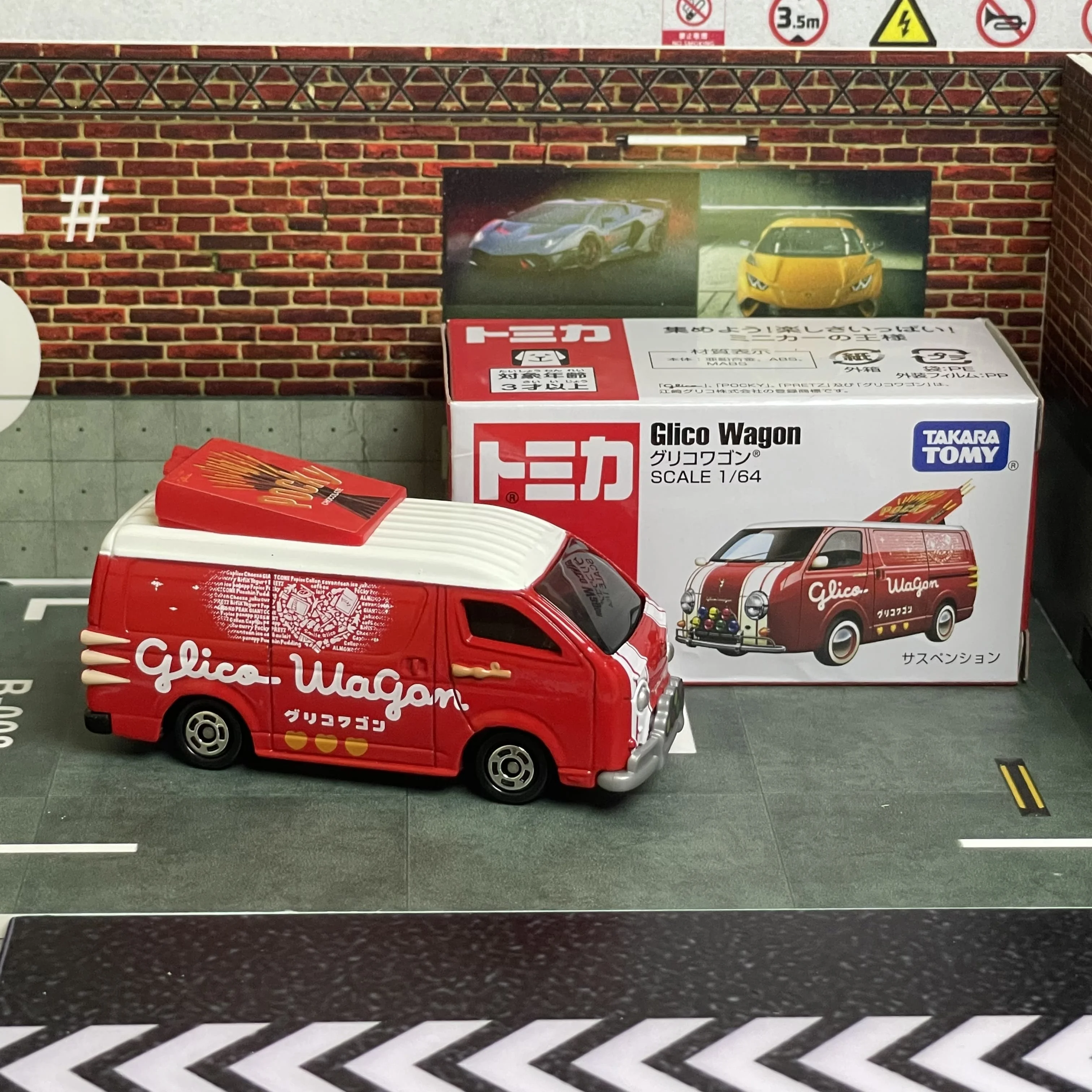 Takara Tomy Tomica nr 58 Glico Wagon Odlew Statyczny Samochód Ze Stopu Metalu Model Kolekcjonerski Ekspozycja Zabawka Prezent dla Chłopca