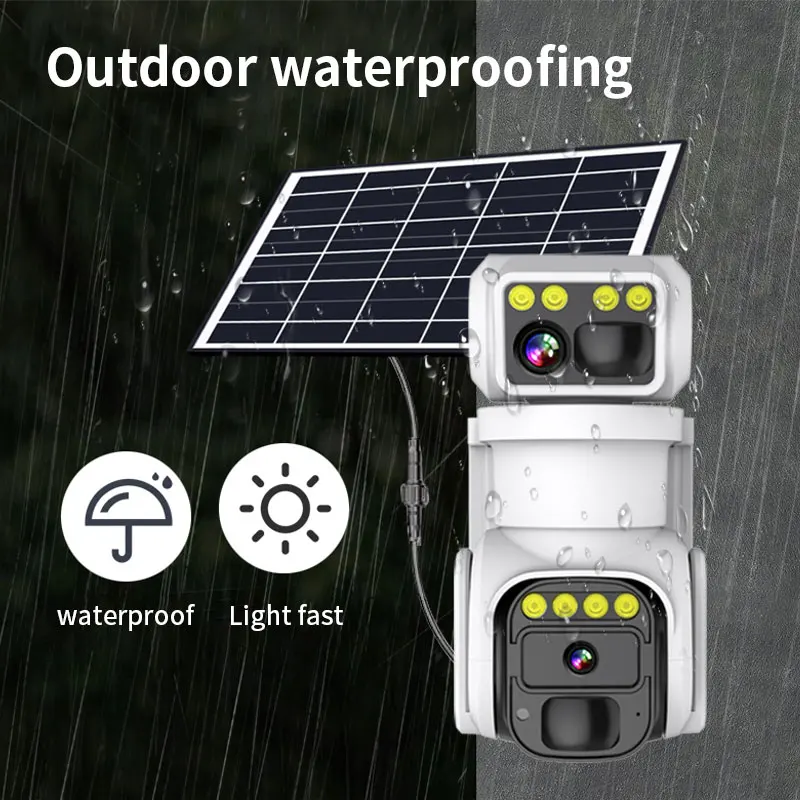 4MP iCam+ APP Solar Power Dual Lens  WIFI/ 4G Camera Full Color AI Humanoid Detection Home Security CCTV Monitor