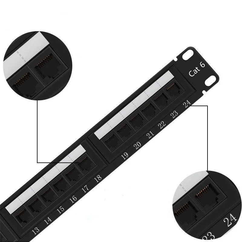 

24 Ports CAT6 UTP Keystone Patch Panel 19 inch 1U cat6 Cable Frame Faceplate rj45 patch panel 24port