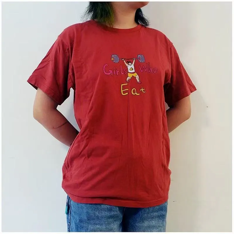 Girls Who Eat Feminise Graphic Printed Cute T Shirts Women Short Sleeve Loose Cotton Casual Tops Tees Tumblr Fashion Shirts