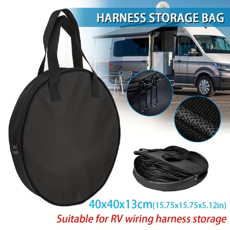 1pcs Car RV Wire Cable Harness Storage Bag Waterproof Oxford Cloth Charge Cable Bag Portable Cable Organizer RV Accessories