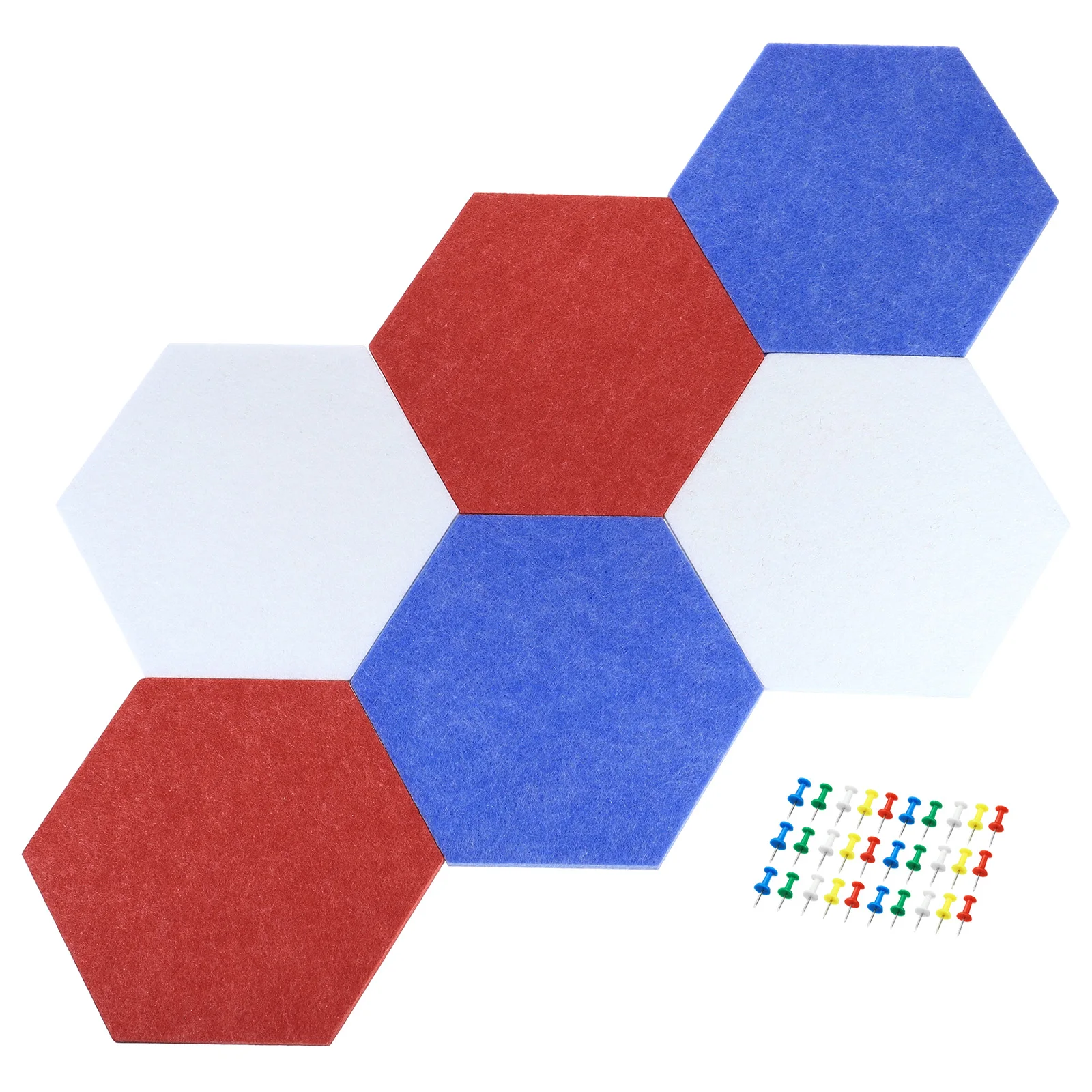 6/8Pcs Hexagon Felt Board Tiles Self Adhesive Wall Bulletin Pin Board with Push Pins Message Board Pin Boards for Photos Memos