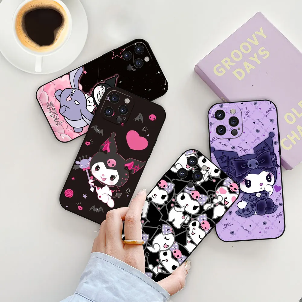 

Cartoon Cute Kuromi Funda For Apple iPhone 15 14 ProMax 13 12 Mini 11 Pro 7 8 Plus XS Max XR X SE 14 Phone Case Black Soft Cover