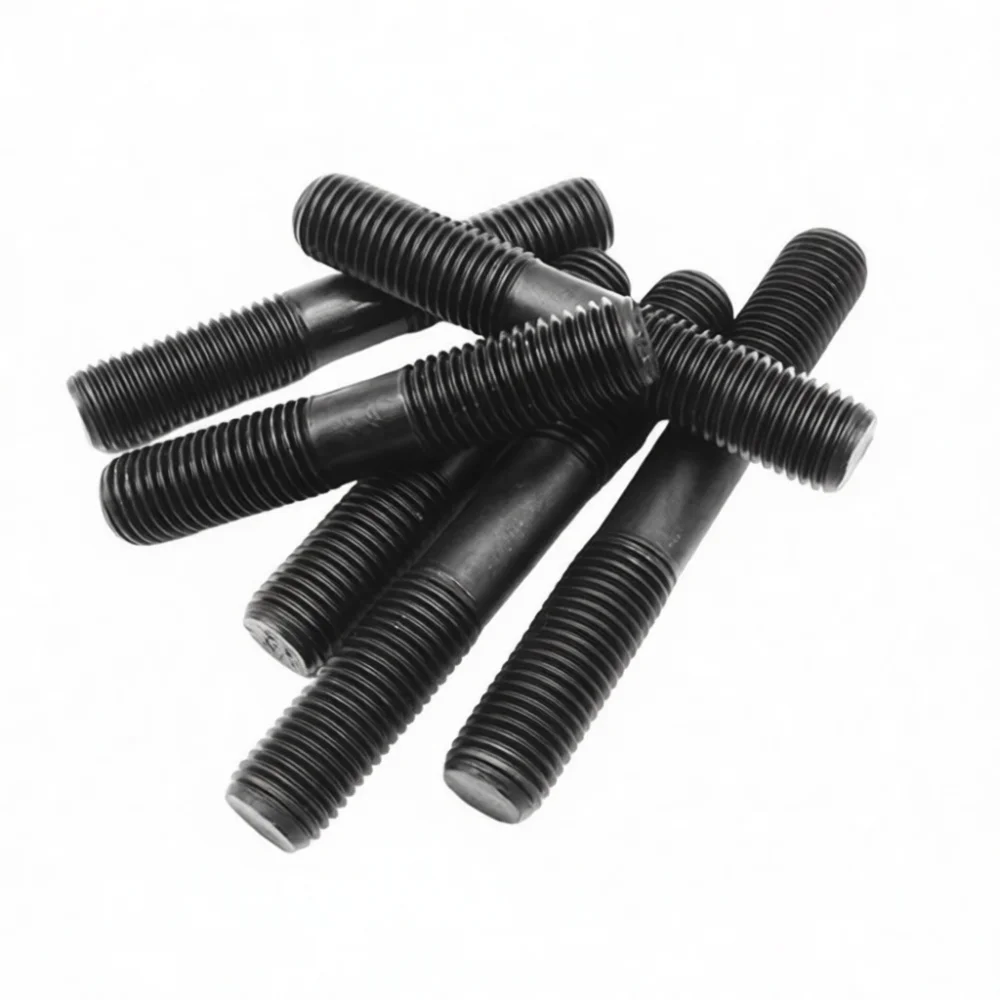 Grade 8 8 Double End Thread Bolt Black Oxidized Carbon Steel Stud Fixing Rod For Industrial Maintenance Assembly Projects