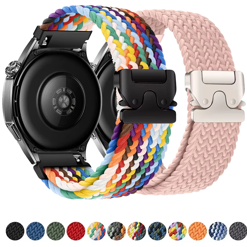 حزام نايلون لساعة هواوي GT5 Pro 46 مللي متر حلقة مضفرة مشبك المظلة قابل للاستبدال كوريا لساعة سامسونج 7 6 5 4 معصمه