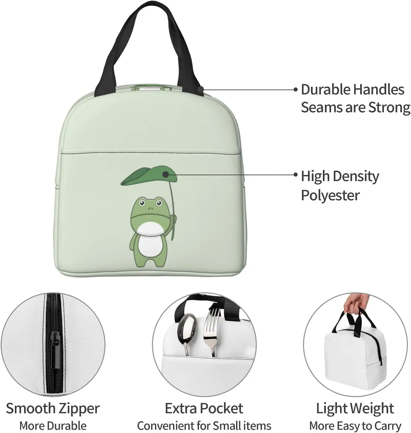 Lunch Bag Cute Kawaii Frog Insulated Lunch Box borse riutilizzabili pasto contenitore portatile Tote per lavoro di viaggio scatole da Picnic