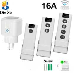 RF433Mhz Wireless Electric Socket Remote Control Switch EU FR Plug 110V 220V 16A Electrical Outlets for Fan Lamp coffee machine