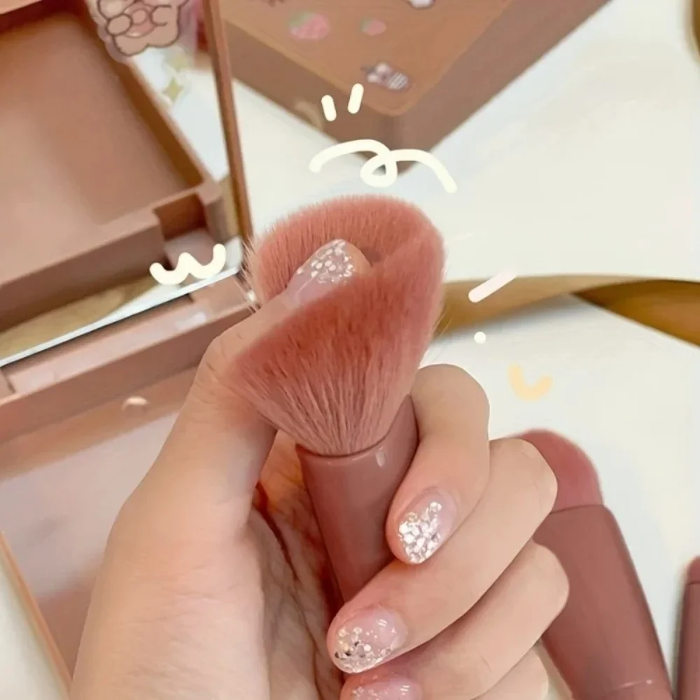 5PCS Cosmetic Brush Set Portable Makeup Brush Travel with Mirror Box Makeup Brush Loose Powder Brush Blush Brush Eyeshadow Brush gallery 3