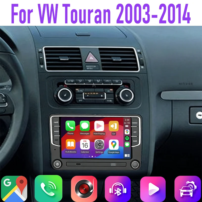 

7" 4GB+64GB For VW Touran 2003-14 Car Radio Google Map Head Unit GPS Android 15 Auto Stereo Steering wheel control Stereo