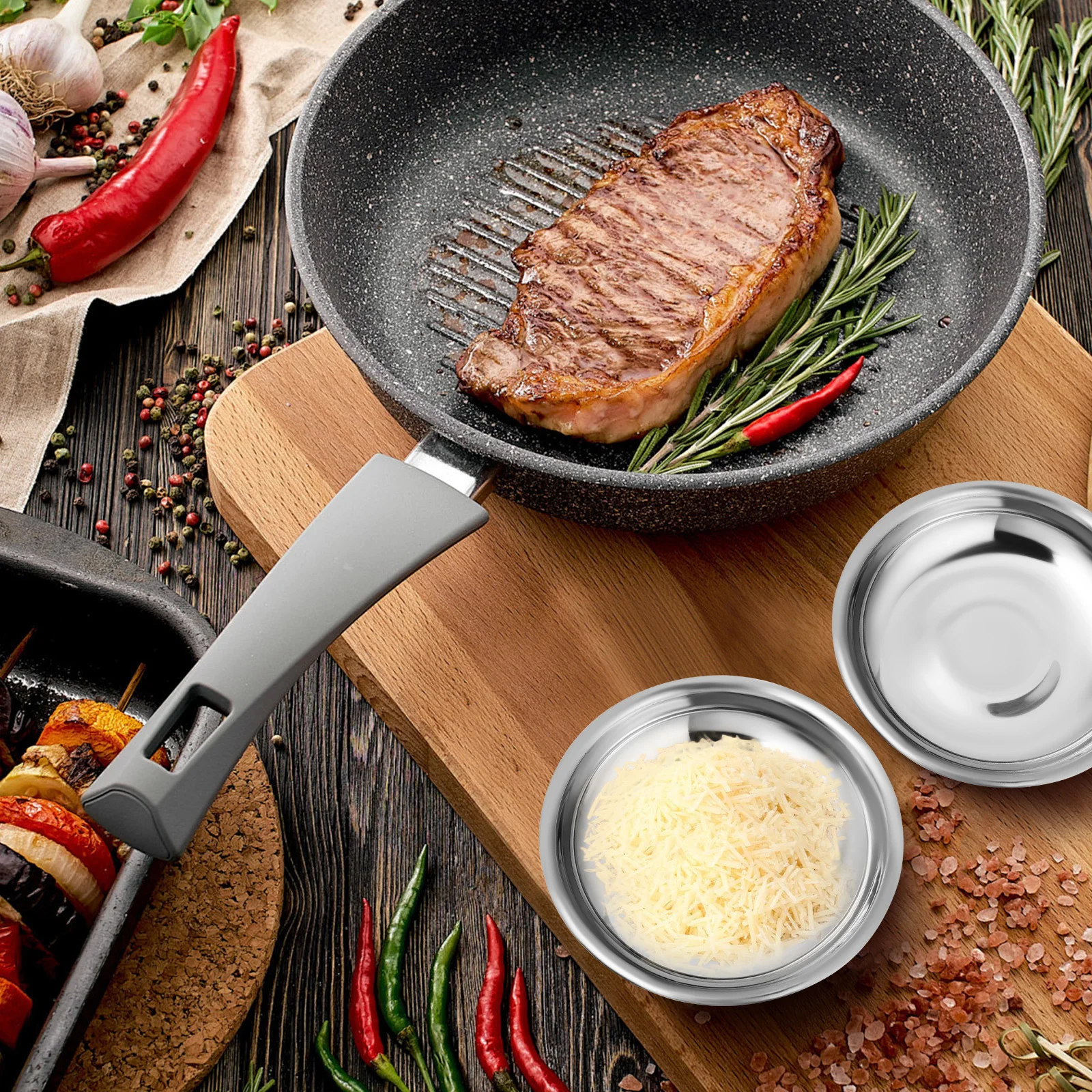 

10Pcs Stainless Steel Round Mini Prep Bowls Small Plates for Sauce Dipping Appetizers Condiments Family Outdoor Party Use