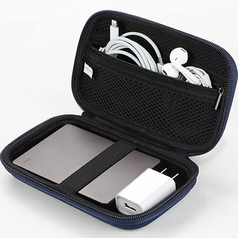 Custom Logo Color Black Fashionable EVA Portable Hard Shell Carrying Storage Bag Zipper Waterproof Shock Proof Durable USB Case