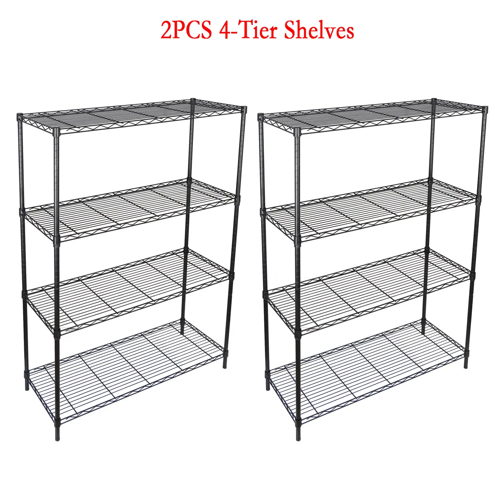 

2X 4 Shelf Adjustable Storage Shelving Unit Steel Organizer Wire Rack Black