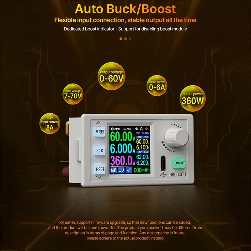 ABMH-RK6006H 6A 360W Buck-Boost Voltage Regulator Power Supply Module With LCD Display For Electronics Repair