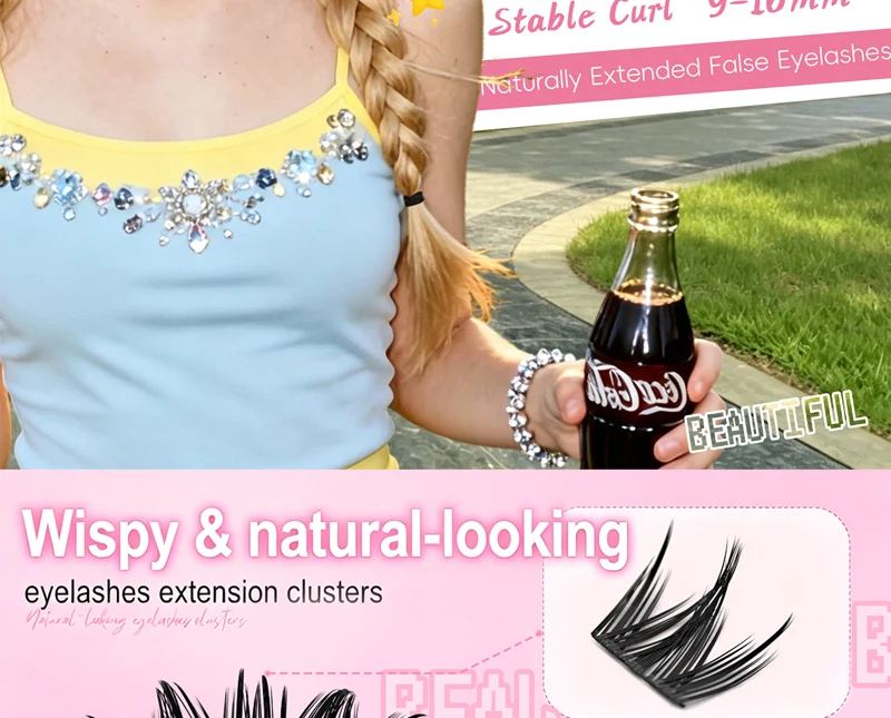 DIY Wimpern-Cluster 10 Reihen Flauschige Volumen-Wimpern Handgefertigte Natürliche Einzelwimpern für Wimpernverlängerung – Detail 2