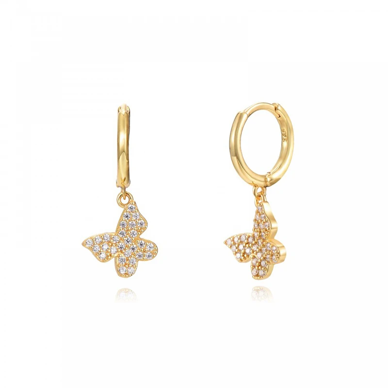 KEYOUNUO Gold Silver Filled Zircon Drop Earrings For Women Pave Butterfly Dangle Golden Colorful Earring Jewelry Wholesale