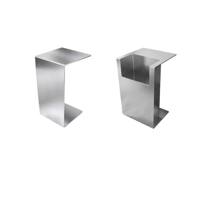 Minimalist stainless steel small side table, Italian minimalist style living room locker mobile sofa C-shaped corner small