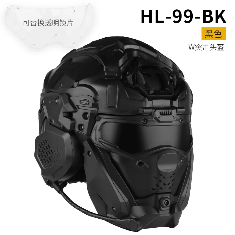 Integrated protective gear, film costume, built-in headphones, W Assault solid color helmet