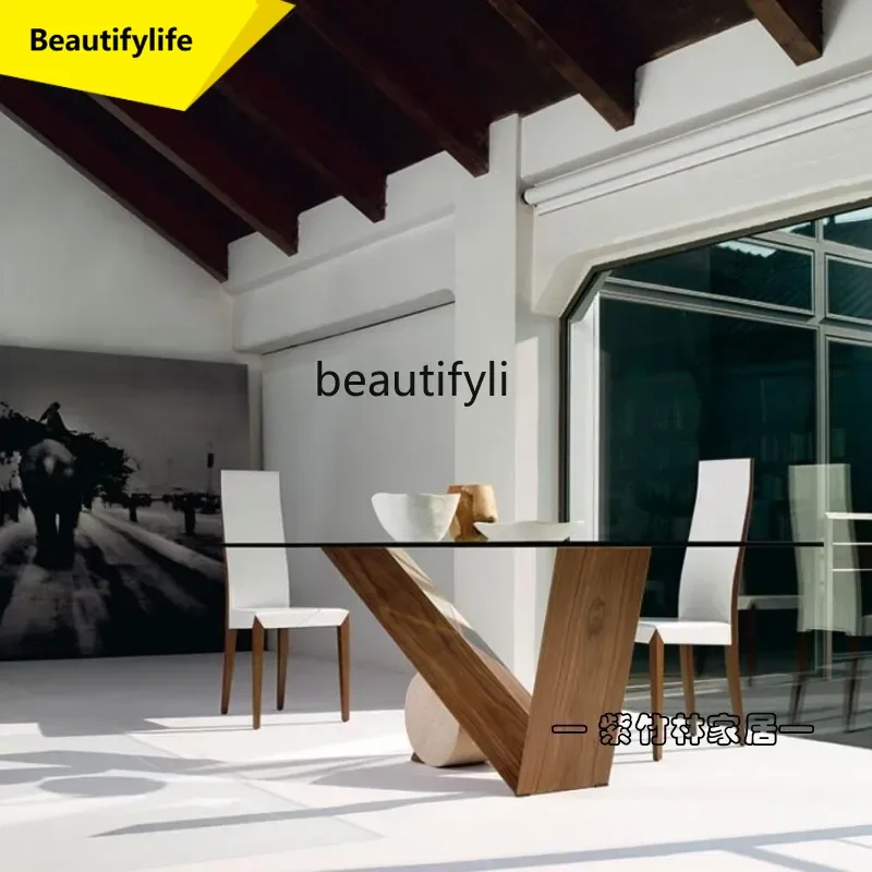 

Italian glass office conference table creative irregular long dining table K185