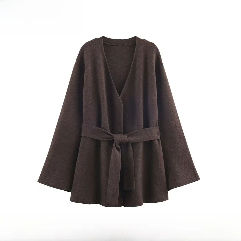 

Faionable Knitted Outerwear Belted Street Sle Autumn Winter New Arrival Women's Polyester Fiber 00% Versatile Knitwear