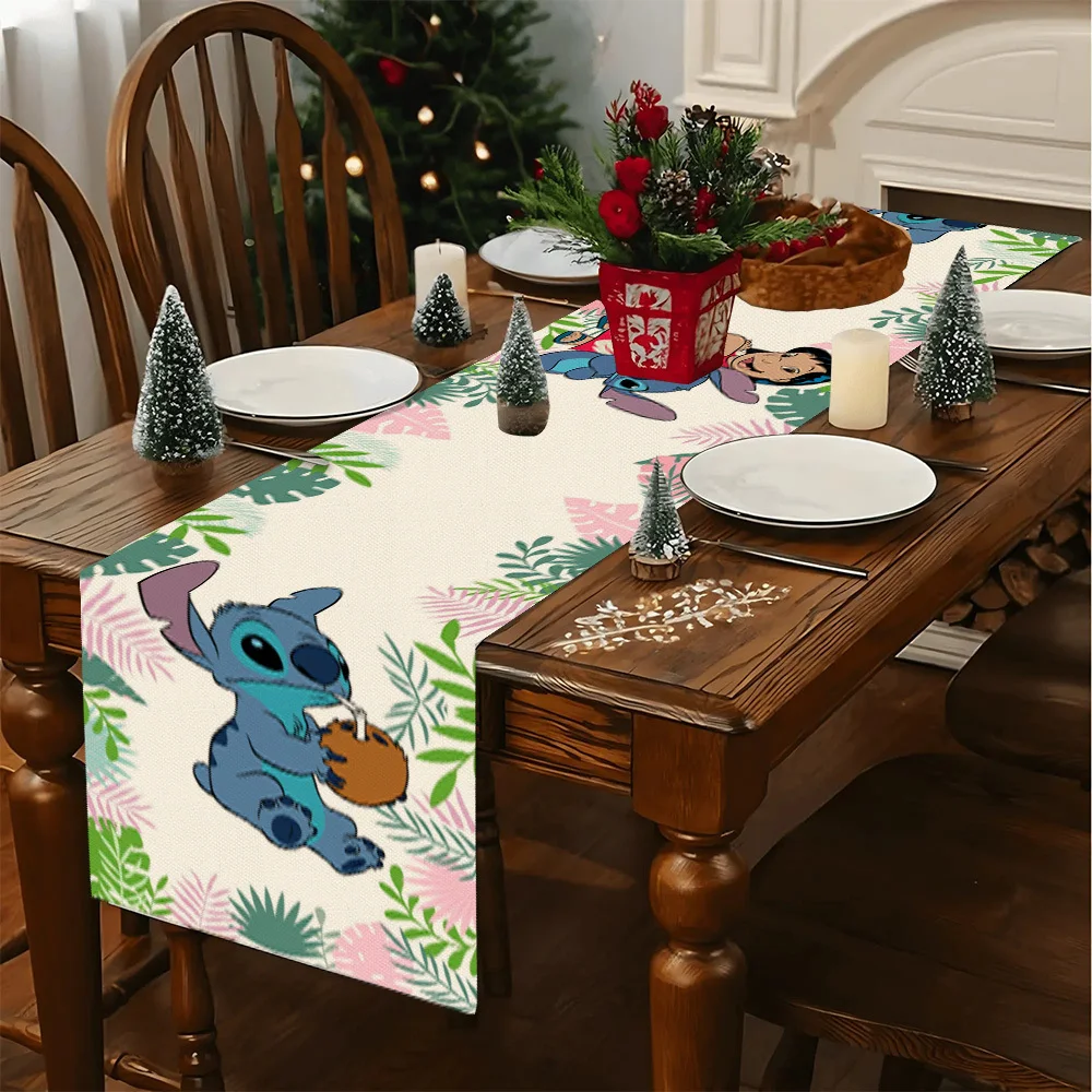 قطعة واحدة من مفرش المائدة المربع بنمط ديزني ستيتش وليلو، مناسب لحفلات العشاء، والتجمعات العائلية، والديكور المنزلي، وديكور حفلات أعياد الميلاد