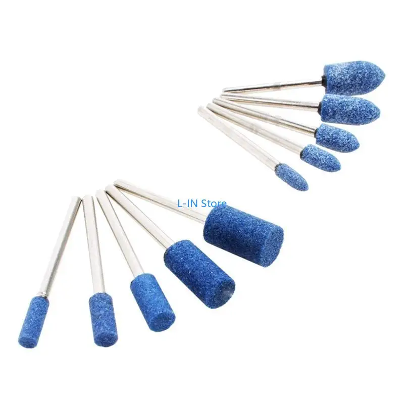 10 pezzi Professional Blue Abrasive Stone 3 mm Solvelamento gambo per punti montati sulla testa Bit macinazione durevole per
