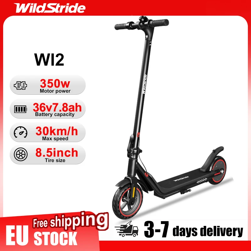 Wildstride WI2, monopattino elettrico per adulti, 350W, 36V, 7,8Ah, autonomia di 25 km, velocità massima di 30 km/h, pneumatici da 8,5 pollici, pieghevole, controllo tramite app, monopattino elettrico