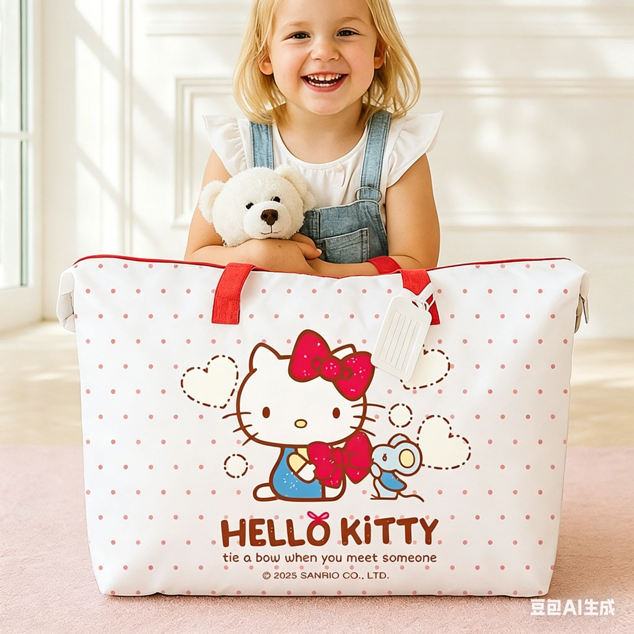 Sanrio Large Capacity Storage Bag, Cotton Duvet Bag, Cartoon Travel, Seasonal Moving, Clothing Storage, Classification And Sorti