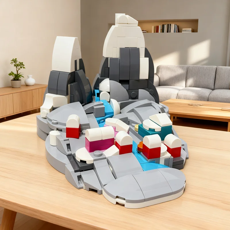 Art Craft Village - 304 stuks MOC Microscale Bergdorpsset, 3-in-1