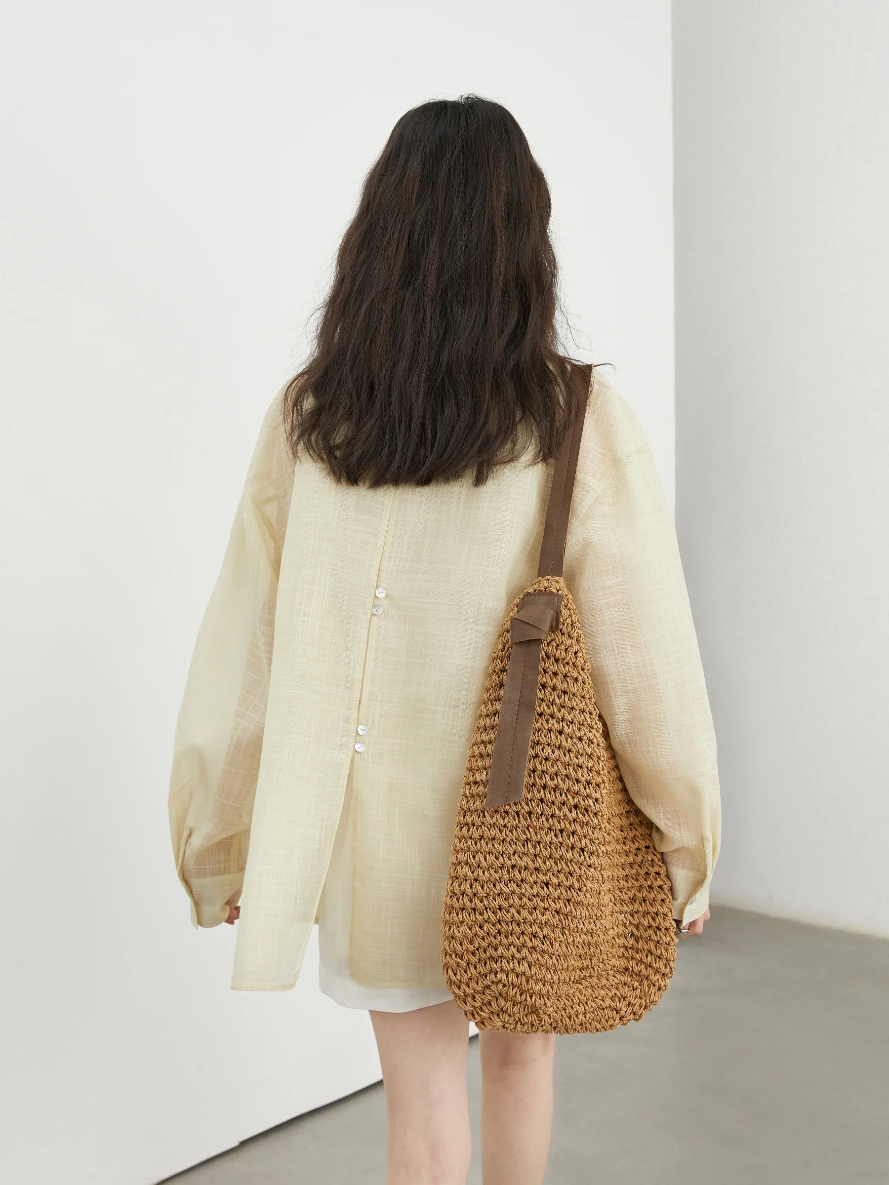 CHIC VEN Nuove donne camicia retrò allentato casual monopetto cappotto a maniche lunghe spacco posteriore sottile camicette femminili estate 2025