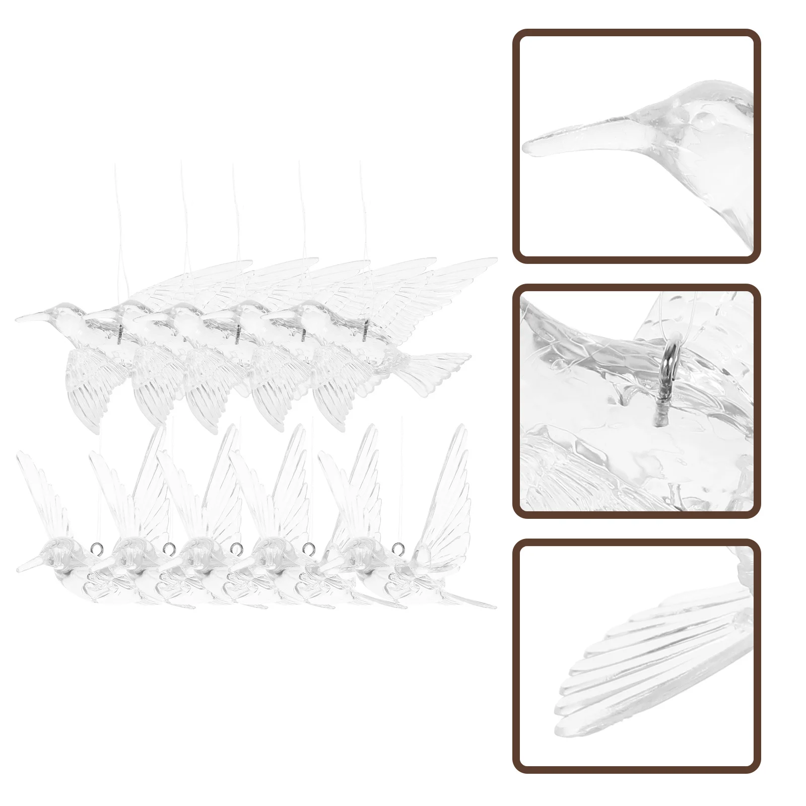 

10Pcs Hanging Hummingbird Decor Crystal Acrylic Transparent Bird Pendant for Wedding Party Ceiling Light Fixture Decor