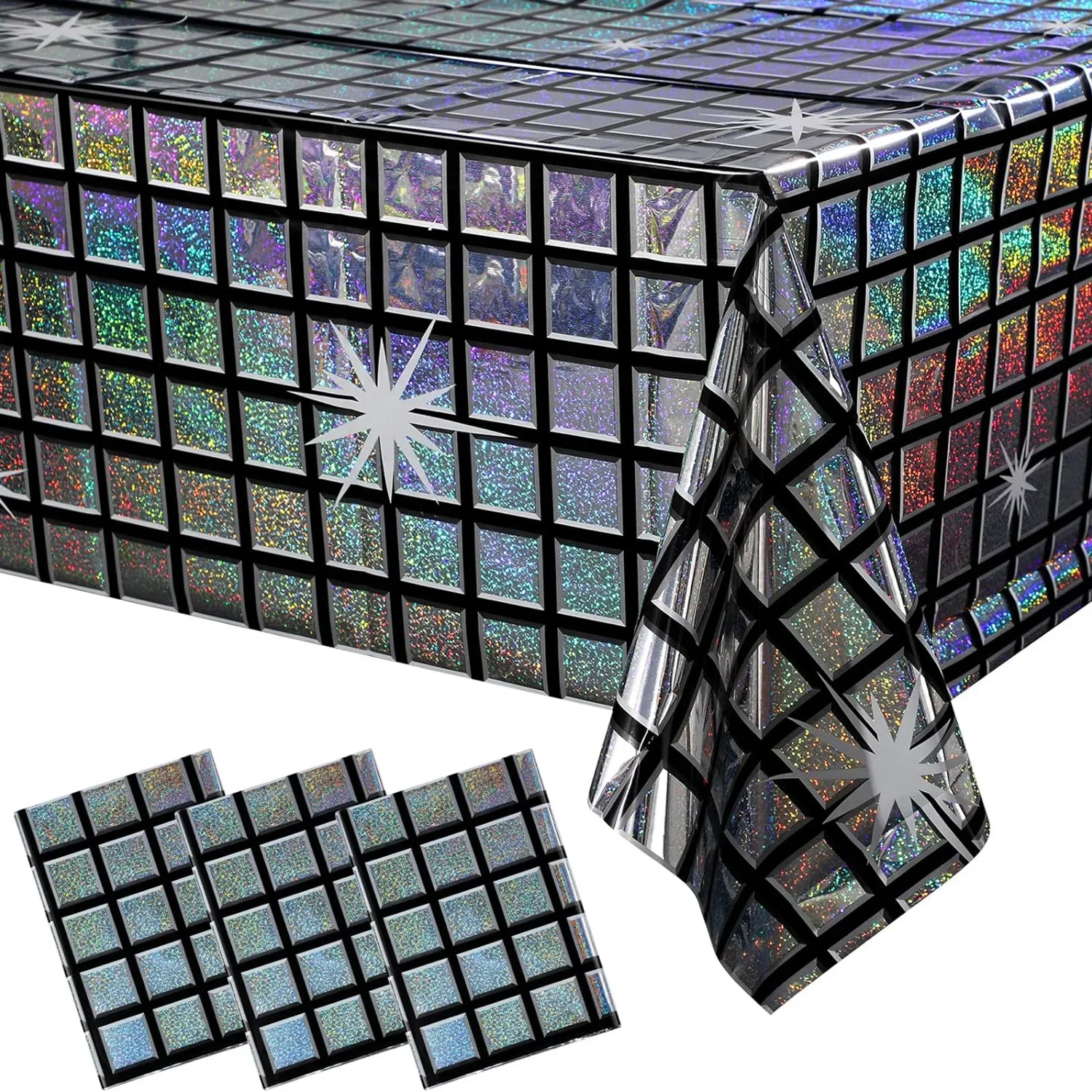 الرجعية الثلاثية الأبعاد غطاء الطاولة 70s تحت عنوان ديكور الحفلات المتاح بريق مفرش المائدة ديسكو الكرة تصميم للاحتفالات الأحداث البار