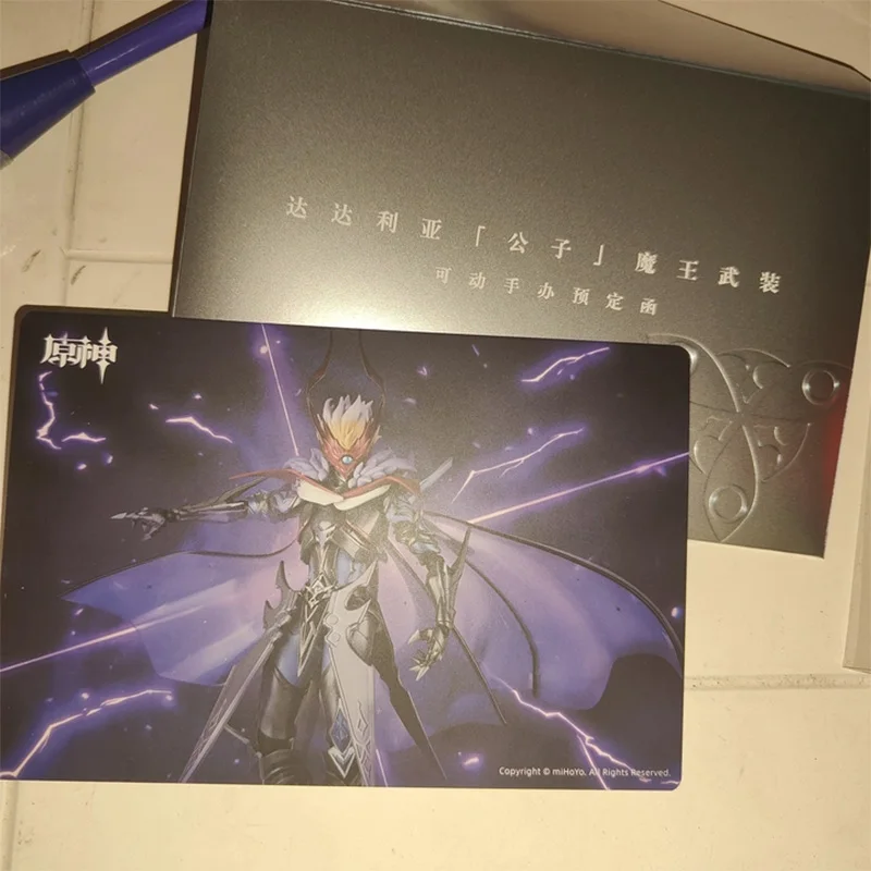 Sunsyea Genshin Impact Oficial Merch miHoYo Original Tartaglia Theme Series Conjunto de cartões de ornamento de mesa