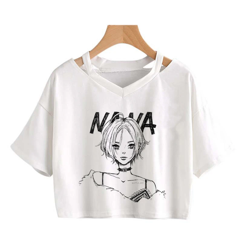 Anime Nana Osaki Gothic Cropped Tee Shirt 90s Black Stones Graphic Crop Tops Funny Manga T-shirt Women Fashion Casual Y2k Tshirt