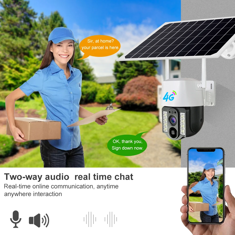 Imagem -04 - Sim Painel Solar Câmera Wifi Outdoor Cctv Camara Pir Humanoid Detecção Night Vision V380 Proteção de Segurança Embutido em Bateria 4g