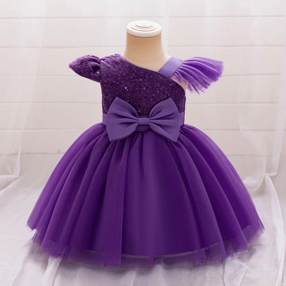 Sequins Toddler Girls 1st Birthday Party Dresses Tulle Fly Sleeves Baby Summer Princess Dress For Girl Wedding Evening Vestidos