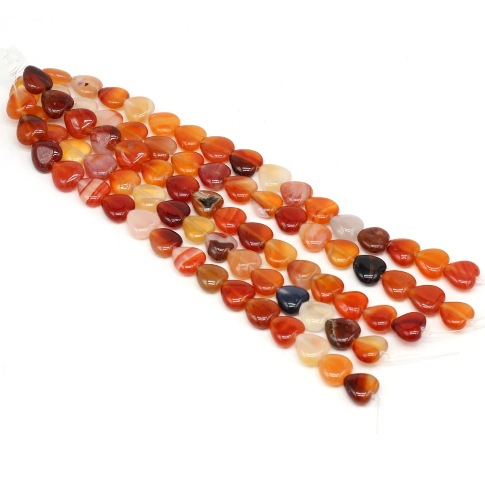 Muladhara Natural Agate Stone Red Heart-shaped Through-hole Agate Beads Jewelry Making DIY Necklace Bracelet Accessories Gifts