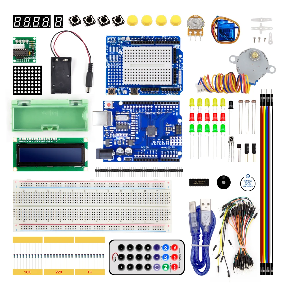 KUONGSHUN Starter Kit Breadboard LED jumper wire button  Compatile with arduino UNO R3