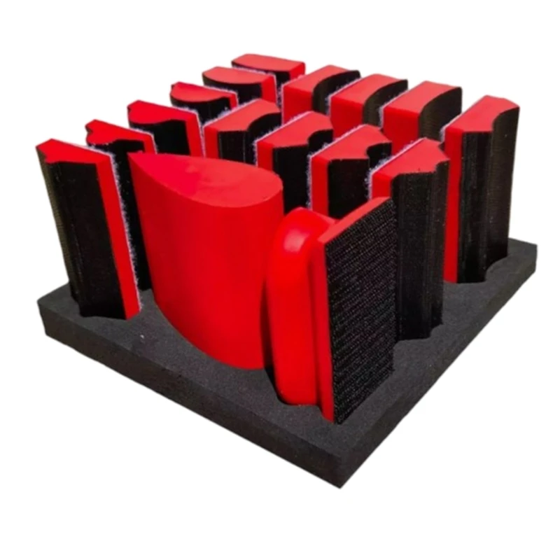 Hand Sanding Block Set Contoured Sander Block Sandpaper Interchangeable Assorted Convex Concave Shapes