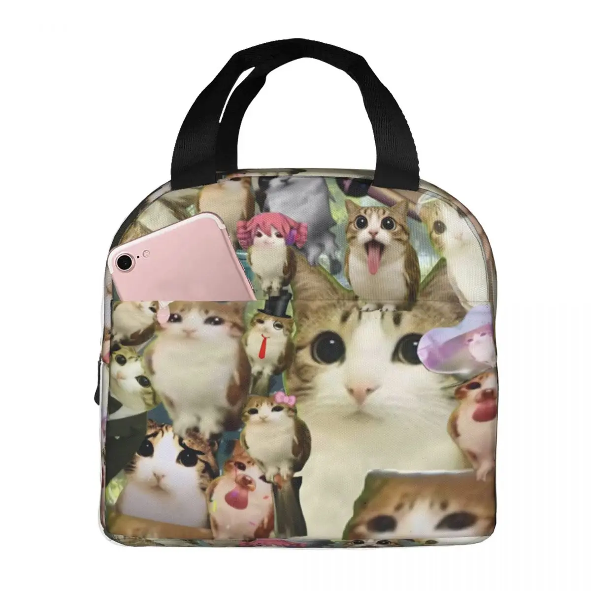 

Meowl Cat Owl Meme Accessories Insulated Lunch Tote Bag For Picnic Food Storage Bag Leakproof Thermal Cooler Lunch Boxes