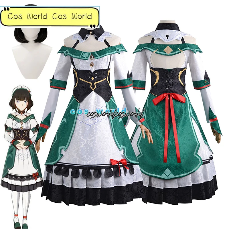 

Genshin Impact Cosplay Costume Katheryne Game Anime Clothes Christmas Dress Maid Outfit Black Wig Carnival Party Costumes Wigs