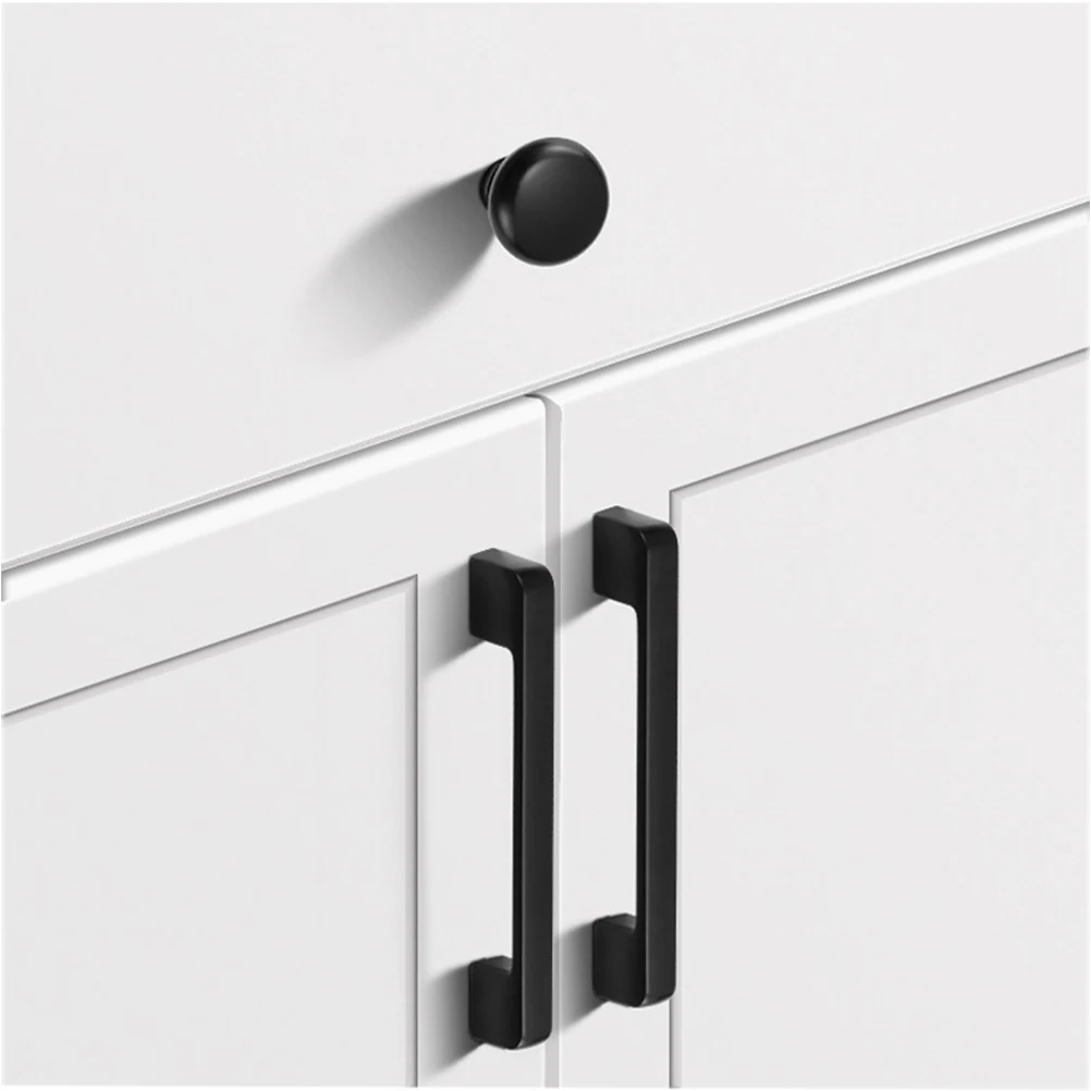 

Door Handle Zinc Alloy Modern Cabinet Pull For Drawer Wardrobe Cupboard Furniture Handle Black Metal Knob