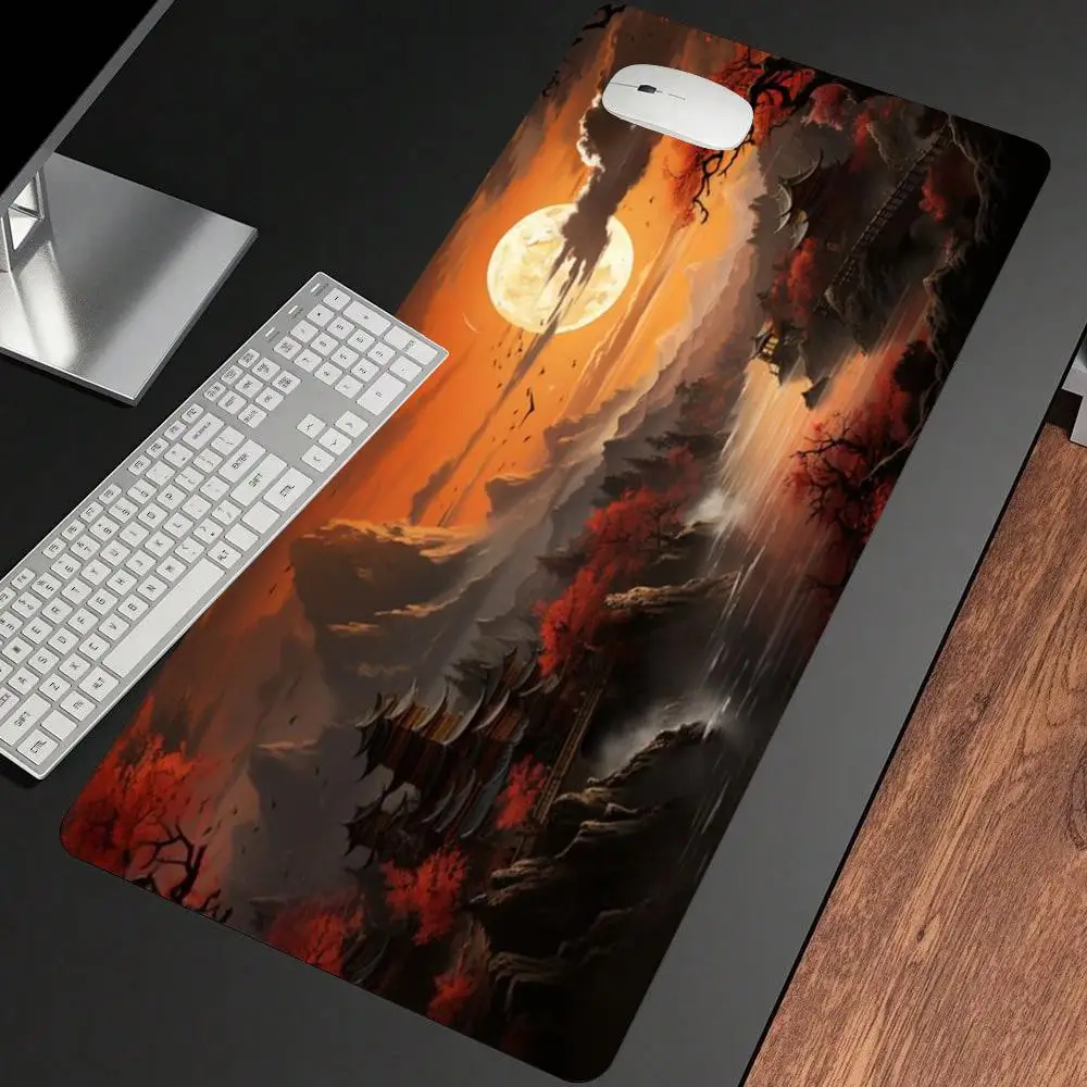 

Mouse Pad Gaming Accessories Notbook Computer Speed Mini Pc Gamer Keyboard Desk Mat Landscape Red Moon Map Mousepad Large
