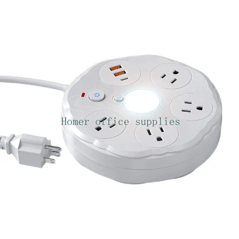 K43B Intelligent Night Light Socket With Type C And USB A Port 3 Level Dimmable Lighting Standard Plug Design White