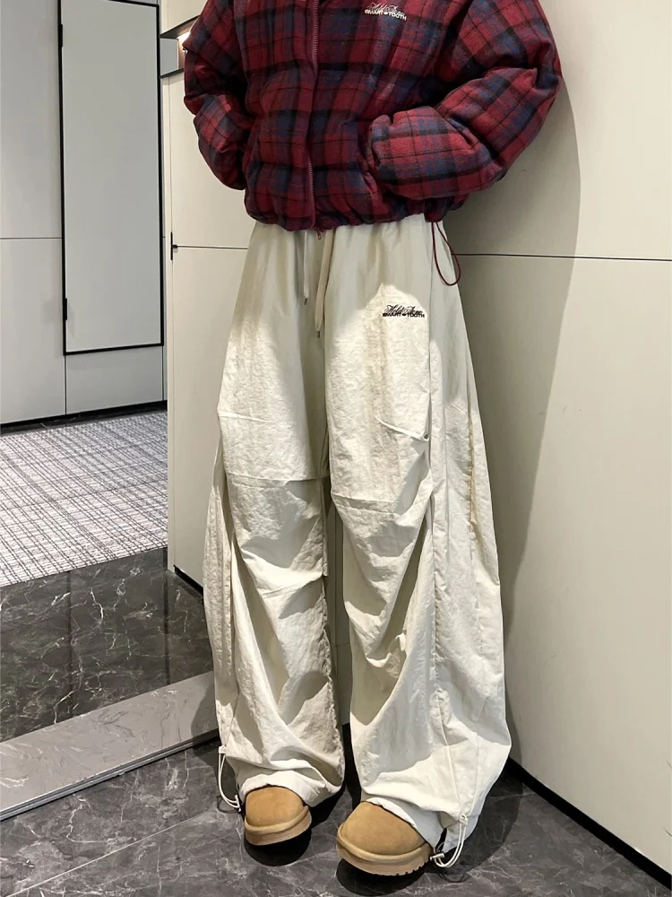 

Мужские брюки American High Street с флисовой подкладкой, свободные, прямые, широкие, зимние, повседневные, свободного кроя, в пол