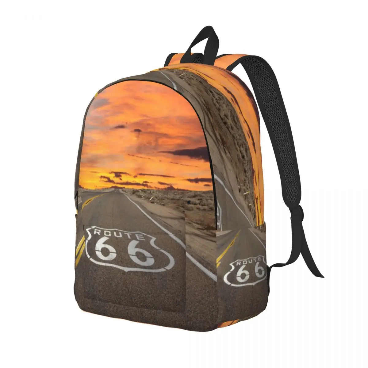 Custom America Highway Route 66 Travel Canvas Backpack Men School Laptop Bookbag Main Street of College Student Daypack Bags